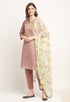 Mauve Pink Chanderi Floral Embroidered Kurta Set With Dupatta