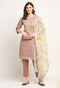 Mauve Pink Chanderi Floral Embroidered Kurta Set With Dupatta