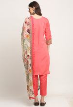 Load image into Gallery viewer, Pink Chanderi Floral Embroidered Kurta Set With Dupatta