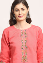 Load image into Gallery viewer, Pink Chanderi Floral Embroidered Kurta Set With Dupatta