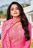 Pink Chanderi Silk Embroidered Salwar Suit Material