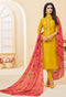 Yellow Chanderi Silk Embroidered Salwar Suit Material