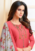 Load image into Gallery viewer, Pink Chanderi Silk Embroidered Salwar Suit Material