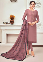 Load image into Gallery viewer, Dusty Pink Chanderi Silk Embroidered Salwar Suit Material