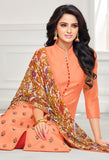 Peach Chanderi Silk Embroidered Salwar Suit Material