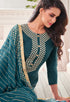 Teal Chanderi Silk Embroidered Salwar Suit Material