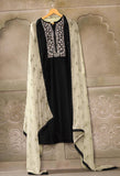 Black Chanderi Silk Embroidered Salwar Suit Material