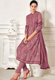 Mauve Pink Cotton Embroidered Salwar Suit Material