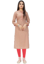 Load image into Gallery viewer, Beige Pure Cotton Jaipuri Printed Kurti
