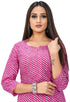 Pink And White Pure Cotton Jaipuri Printed Kurti