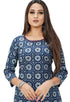 Blue And White Pure Cotton Jaipuri Printed Kurti