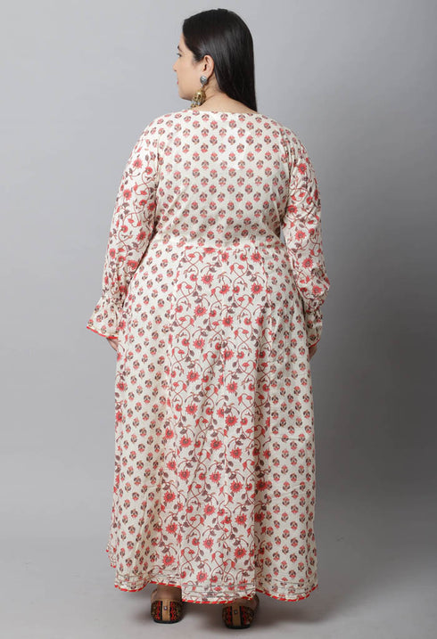 Pure Cambric Cotton Jaipuri Floral Printed Plus Size Kurti