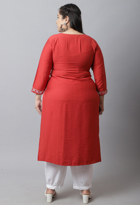Rayon Viscous Embroidered Plus Size Kurti
