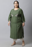 Pure Cambric Cotton Embroidered Plus Size Kurti