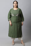 Pure Cambric Cotton Embroidered Plus Size Kurti