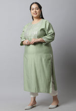 Load image into Gallery viewer, Chanderi Viscous Embroidered Plus Size Kurti
