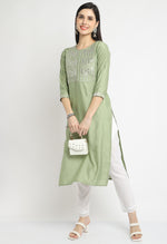 Load image into Gallery viewer, Chanderi Viscous Embroidered Kurti