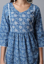 Load image into Gallery viewer, Pure Cambric Cotton Jaipuri Printed &amp; Embroidered Kurti

