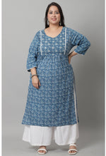 Load image into Gallery viewer, Pure Cambric Cotton Jaipuri Printed &amp; Embroidered Kurti

