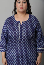 Load image into Gallery viewer, Pure Cotton with Zari Weaving Jaipuri Printed Kurti
