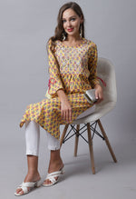 Load image into Gallery viewer, Pure Cambric Cotton Jaipuri Printed &amp; Embroidered Kurti
