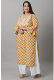 Pure Cambric Cotton Jaipuri Printed & Embroidered Kurti