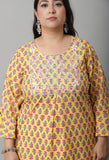 Pure Cambric Cotton Jaipuri Printed & Embroidered Kurti