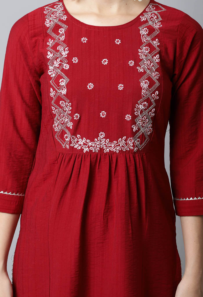 Pure Cambric Cotton Embroidered Kurti