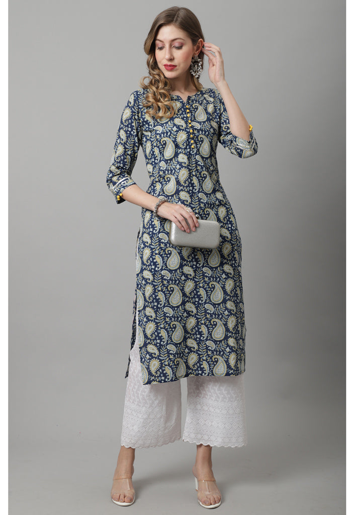 Pure Cambric Cotton Jaipuri Printed Kurti