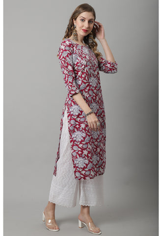 Pure Cambric Cotton Jaipuri Printed Kurti