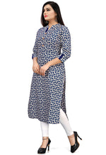 Load image into Gallery viewer, Off White And Blue Pure Cotton Jaipuri Printed Kurti