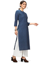 Load image into Gallery viewer, Blue Cotton Jaipuri Printed Kurti
