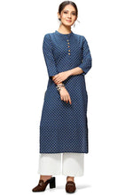 Load image into Gallery viewer, Blue Cotton Jaipuri Printed Kurti