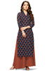 Navy Blue Cotton Jaipuri Printed Kurti