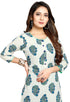White And Blue Pure Cambric Cotton Jaipuri Printed Kurta With Palazzo