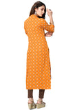 Mustard Pure Cambric Cotton Jaipuri Printed Kurti