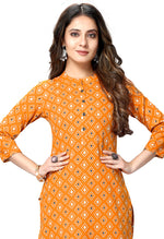 Load image into Gallery viewer, Mustard Pure Cambric Cotton Jaipuri Printed Kurti
