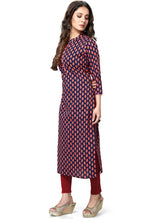 Load image into Gallery viewer, Navy Blue And Beige Pure Cambric Cotton Jaipuri Printed Kurti
