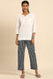 Navy Blue & White Pure Cotton Regular Fit Trouser Pant