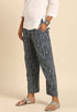 Navy Blue & White Pure Cotton Regular Fit Trouser Pant