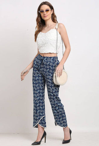 Blue Pure Cotton Printed Palazzo Pant