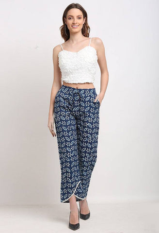 Blue Pure Cotton Printed Palazzo Pant