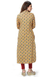 Yellow Pure Cambric Cotton Jaipuri Printed Kurti