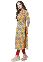 Load image into Gallery viewer, Yellow Pure Cambric Cotton Jaipuri Printed Kurti