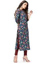 Load image into Gallery viewer, Navy Blue And Red Pure Cambric Cotton Jaipuri Printed Kurti