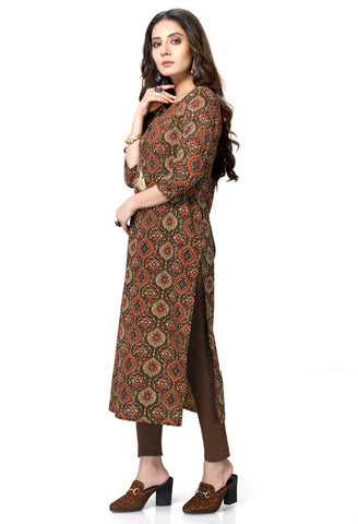 Multicolor Pure Cambric Cotton Jaipuri Printed Kurti