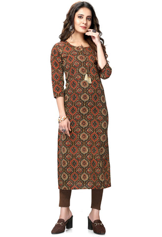 Multicolor Pure Cambric Cotton Jaipuri Printed Kurti