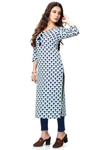 Off-White Pure Cambric Cotton Jaipuri Printed Kurti