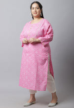 Load image into Gallery viewer, Pure Cambric Cotton Jaipuri Bandhani Printed Plus Size Kurti