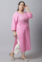 Load image into Gallery viewer, Pure Cambric Cotton Jaipuri Bandhani Printed Plus Size Kurti